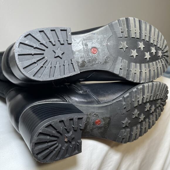 Blondo Ramya Tall Black Leather Boots Womens Size 7.5 Wide Side Zip Fleece Lined - Picture 16 of 16